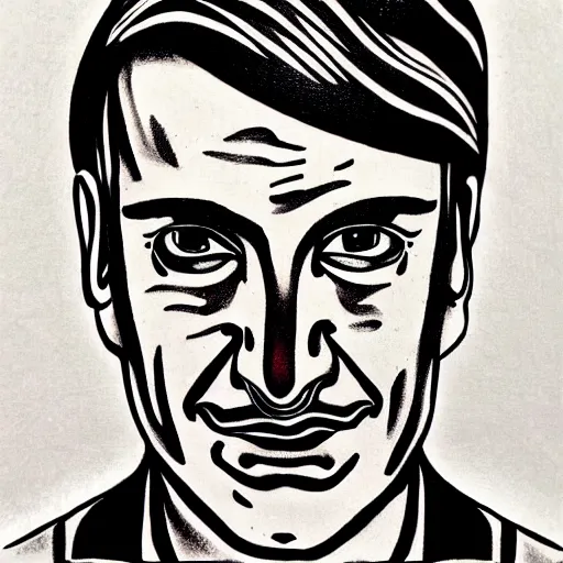 Image similar to tattoo design, stencil, portrait of saul goodman, symmetrical face