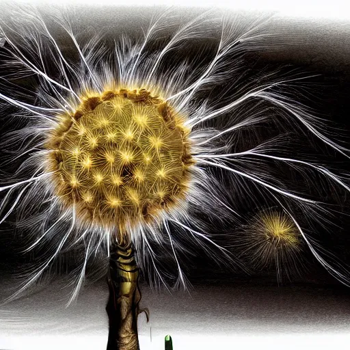 Prompt: A humanoid dandelion monster, highly detailed, digital art, sharp focus, trending on art station, plant, anime art style