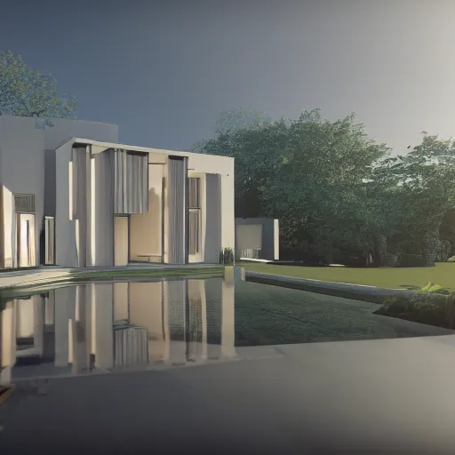 Image similar to still photo of an architecture accurate modern mansion, highly detailed, photorealistic portrait, bright studio setting, studio lighting, crisp quality and light reflections, unreal engine 5 quality render