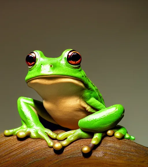 Prompt: very beautiful portrait of an extremely cute and adorable frog, smooth, perfect face, fantasy, character design by mark ryden and pixar and hayao miyazaki, sharp focus, concept art, harvest fall vibrancy, intricate detail, cinematic lighting, hyperrealistic, 3 5 mm, diorama macro photography, 8 k, 4 k