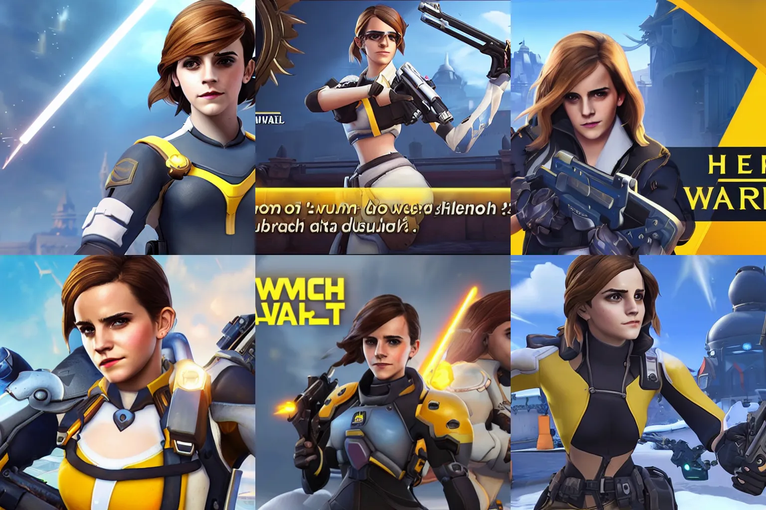 Prompt: Screenshot of Emma Watson in Overwatch, hero selection screen