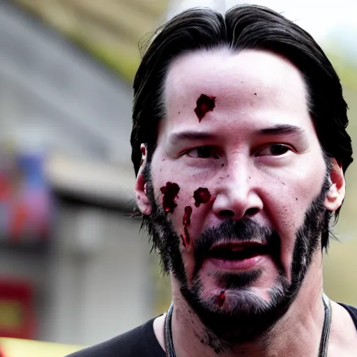 Prompt: Keanu reeves as a zombie 4K detail