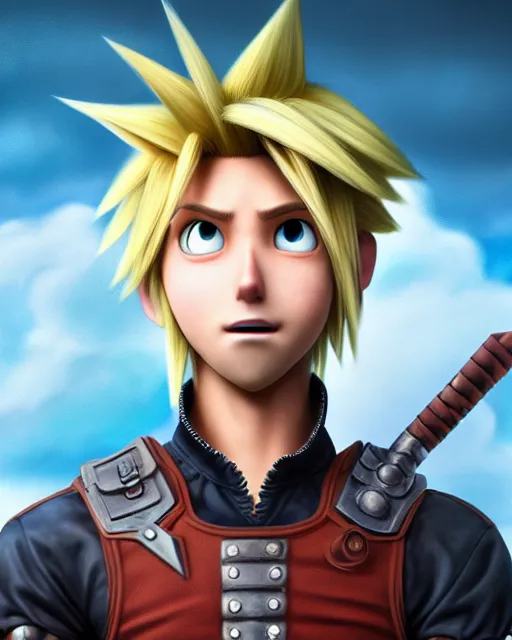 Prompt: an epic comic book style full body portrait painting of Cloud Strife bubble head, elegant, character design by Mark Ryden and Pixar and Hayao Miyazaki, unreal 5, DAZ, hyperrealistic, octane render, cosplay, RPG portrait, dynamic lighting, intricate detail, summer vibrancy, cinematic