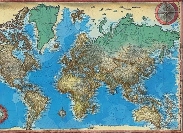 Prompt: dramatic map over fantasy world