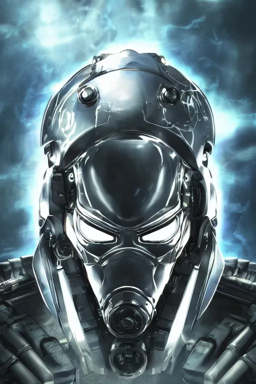 Image similar to cyber cyborg ninja mask helmet metal gear solid artic suit swat commando, global illumination ray tracing hdr fanart arstation by sung choi and eric pfeiffer and gabriel garza and casper konefal, a spectacular view cinematic rays of sunlight comic book illustration, by john kirby