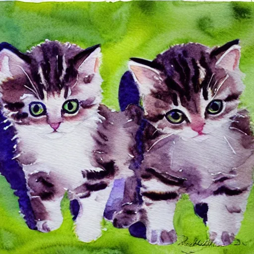 Prompt: cute kittens, watercolor, masterpiece