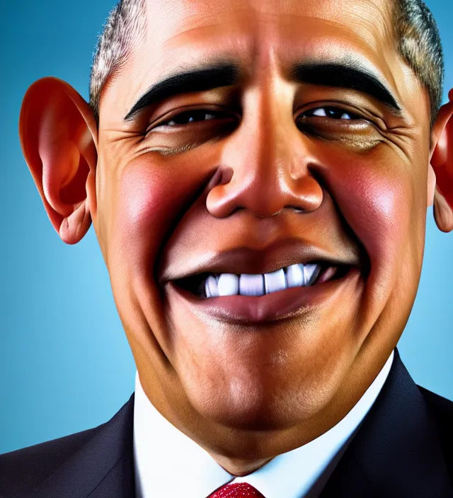 Prompt: close - up photograph of obese barack obama, double chin, triple chin, 8 k, 4 k, high quality