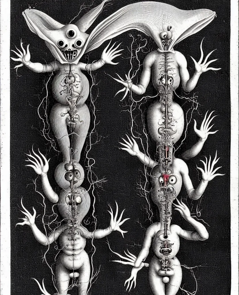 Image similar to whimsical freaky creature sings a unique canto about'as above so below'being ignited by the spirit of haeckel and robert fludd, breakthrough is iminent, glory be to the magic within