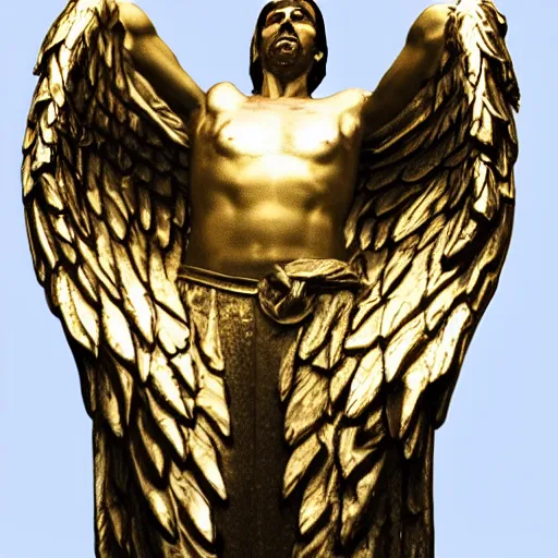 Prompt: nicholas cage angel wings holy light upscale 8 k highly detailed high quality full body shot