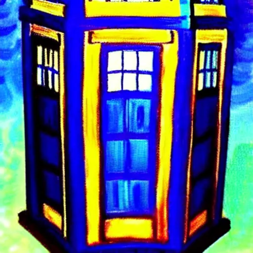 Prompt: an explosing tardis painted by monet, beautiful, highly detailed