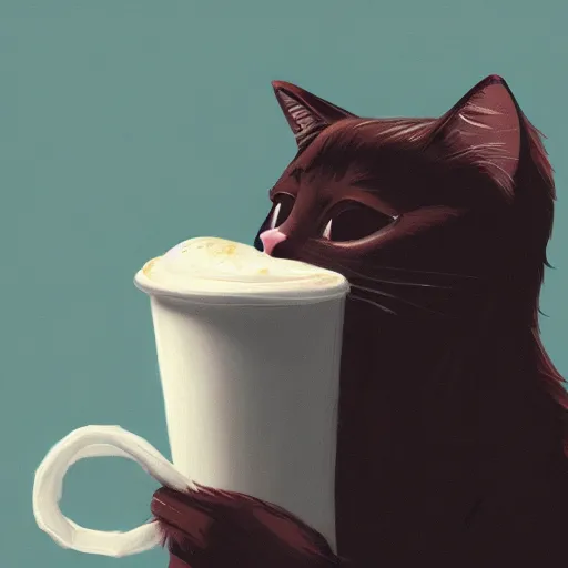 Image similar to cat drinking a starbucks coffee, hyperdetailed, artstation, cgsociety, 8k