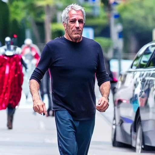 Image similar to jeffrey epstein as the flash, 8 k