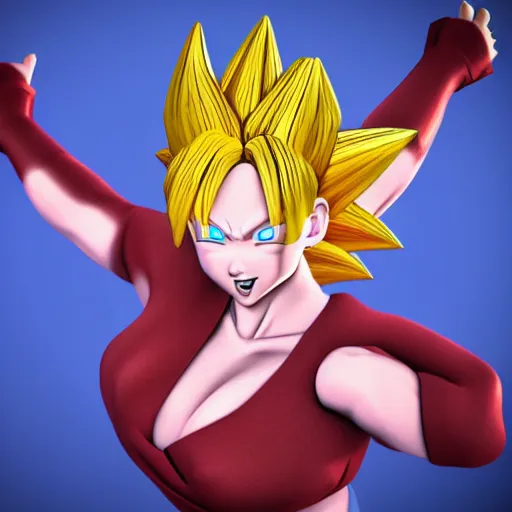 Prompt: christina hendricks as dragon ball z characters, 3 d render, blender,