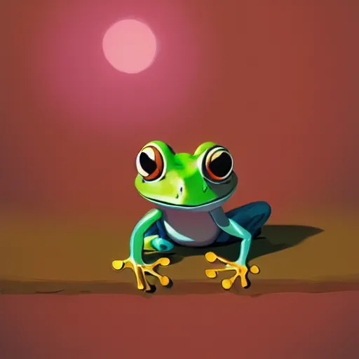 Image similar to goro fujita illustration a young little frog in the jungle by goro fujita, painting by goro fujita, sharp focus, highly detailed, artstation