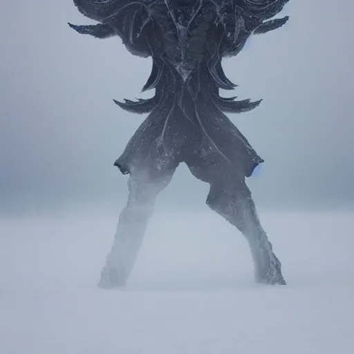 Image similar to otherworldly but beautiful and tall demon of ice