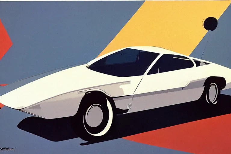 Image similar to car, white background!!!!!!!!!!, design by Syd Mead