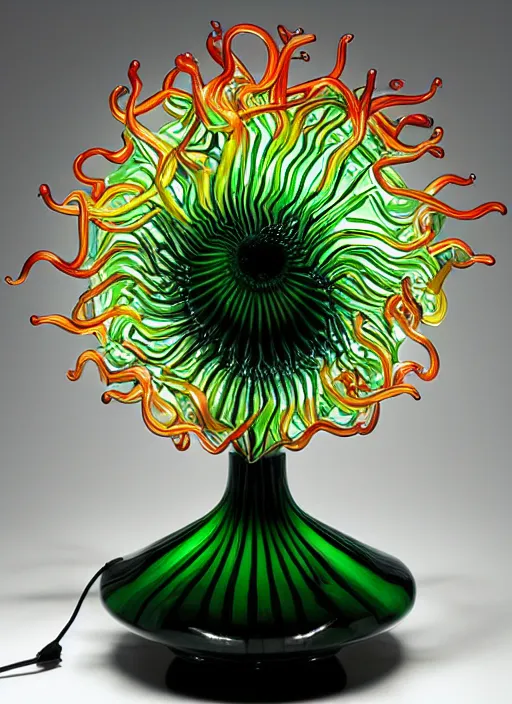 Image similar to an office desk light designed by dale chihuly