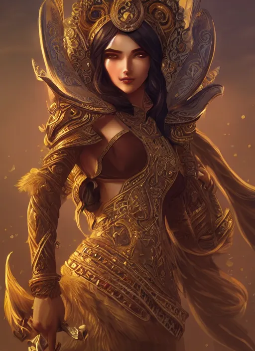 Image similar to a highly detailed illustration of khutulun, intricate, elegant, highly detailed, centered, digital painting, artstation, concept art, smooth, sharp focus, league of legends concept art, wlop.