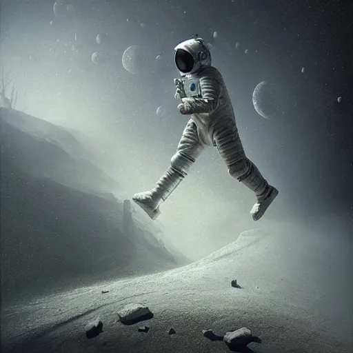 Prompt: michal karcz dark surrealism painting of an astronaut., detailed, elegant, intricate, 4 k, renaissance painting