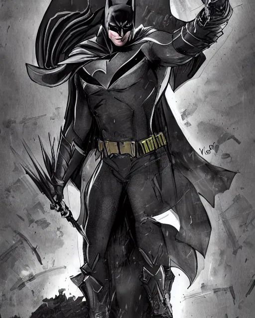 Image similar to ven as batman, with the powers of flash, dynamic lighting, fantasy concept art, trending on art station, stunning visuals, creative, cinematic, ultra detailed, comic strip style