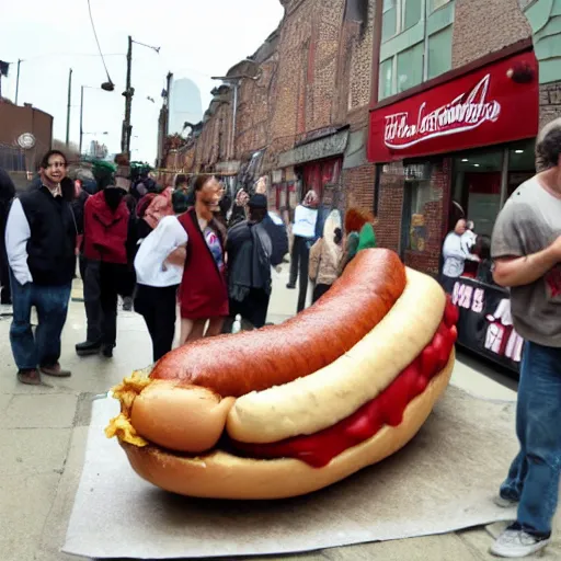 Image similar to a giant hotdog the size of a trojan horse