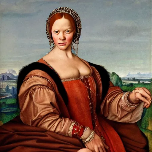 Image similar to photo realistic renaissance portrait of trump as a female royalty