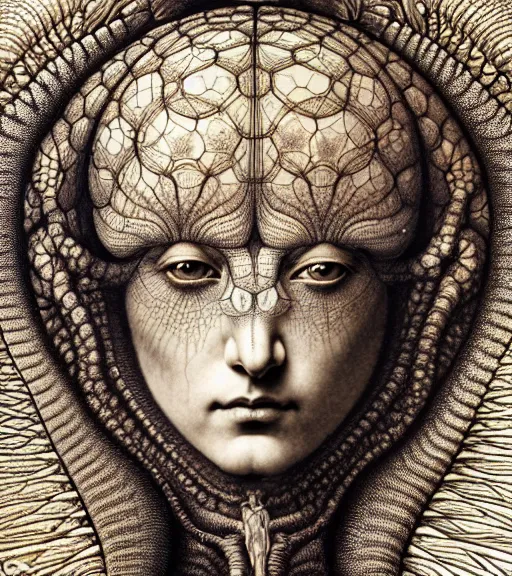 Image similar to detailed realistic beautiful scarab goddess face portrait by jean delville, gustave dore, iris van herpen and marco mazzoni, art forms of nature by ernst haeckel, art nouveau, symbolist, visionary, gothic, neo - gothic, pre - raphaelite, fractal lace, intricate alien botanicals, ai biodiversity, surreality, hyperdetailed ultrasharp octane render