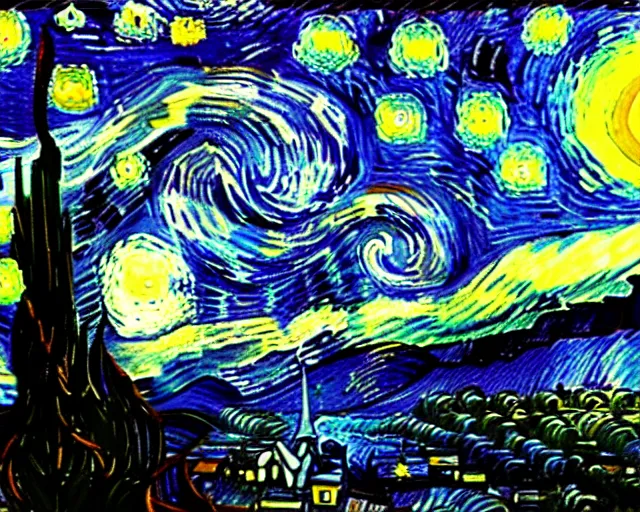 Prompt: Starry night by Van Gogh, Octane render