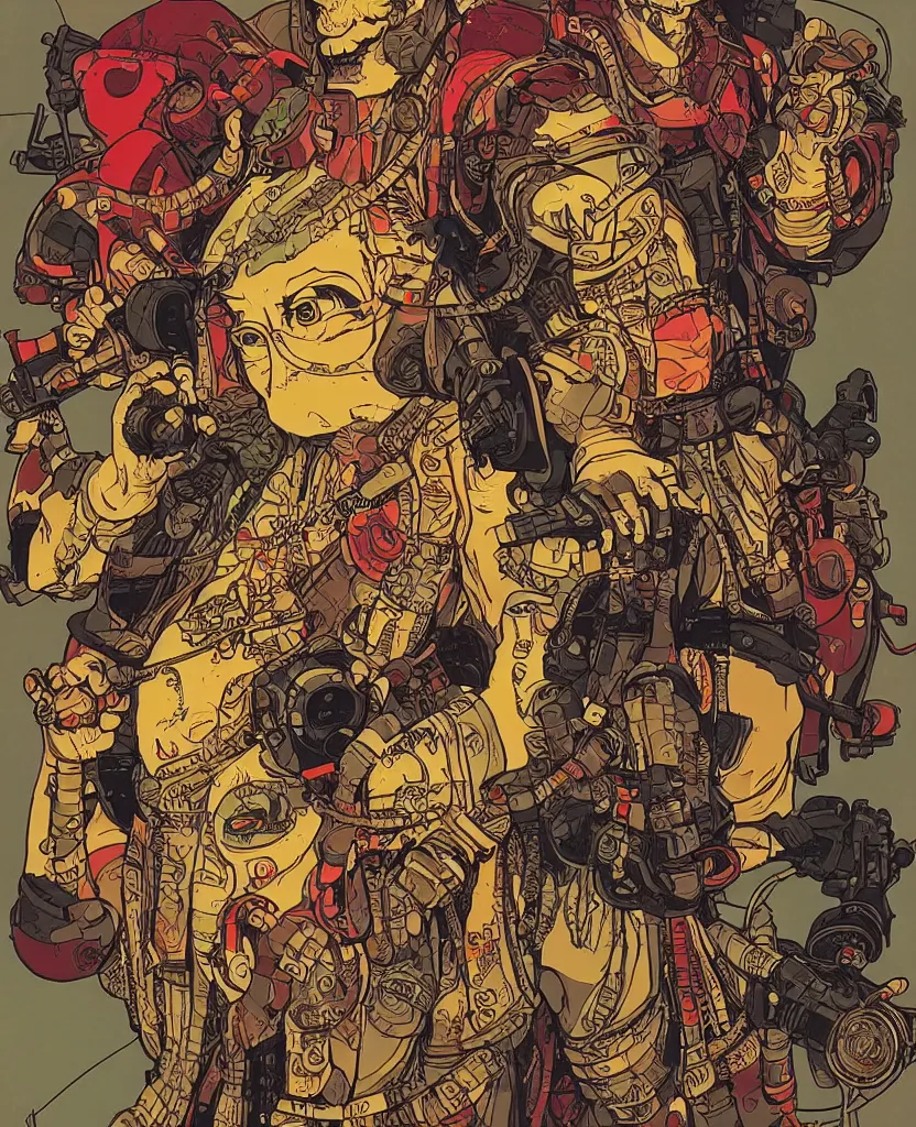 Image similar to ganesha, cyberpunk mercenary portrait illustration, pop art, splash painting, art by geof darrow, ashley wood, alphonse mucha, makoto shinkai