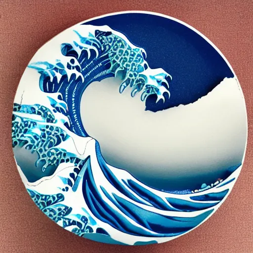 Image similar to a resin 3D print of The Great Wave off Kanagawa