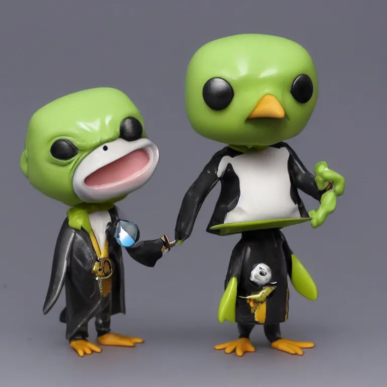 Image similar to funko pop heavy metal penguin with turtle