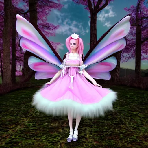 Prompt: ethereal ice cream faerie princess in a fluffy lolita dress anime 3D render 4k resolution