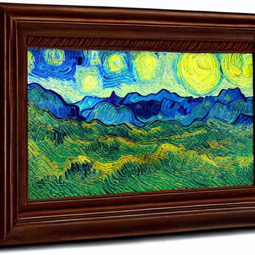 Image similar to Mountain Range in the style of Van Gogh and Chris van Dijk, 4k extreme detail, masterpiece of impressionism