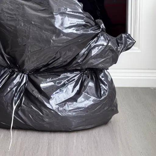 Image similar to Full grey bin bag, tied closed