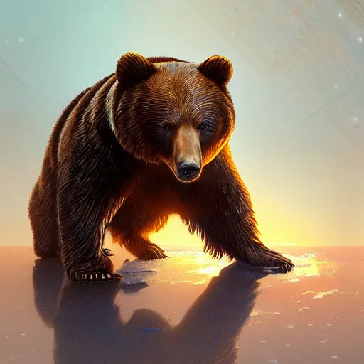 Prompt: bear in a astronaut suit, intricate, highly detailed, digital painting, artstation, concept art, smooth, sharp focus, illustration, Unreal Engine 5, 8K, art by artgerm and greg rutkowski and alphonse mucha