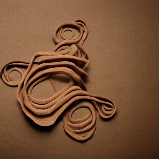 Image similar to tentacles made of brown corrugated cardboard, cut out of cardboard, realistic photography, fantasy