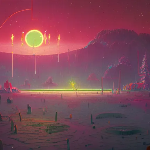 Image similar to most beautiful place in the universe by simon stalenhag and gerardo dottori, oil on canvas