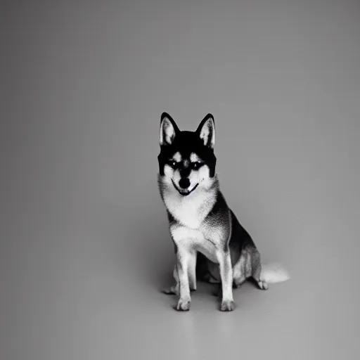 Prompt: electron microscope image of a shiba inu