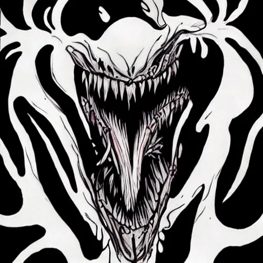 Image similar to venom drawn by junji ito