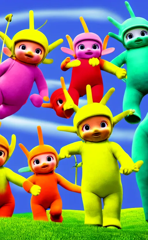 Prompt: teletubbies hd render, highly detailed