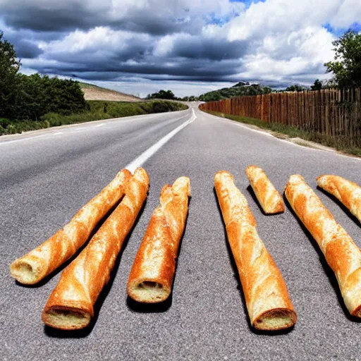 Image similar to Road covered in baguettes