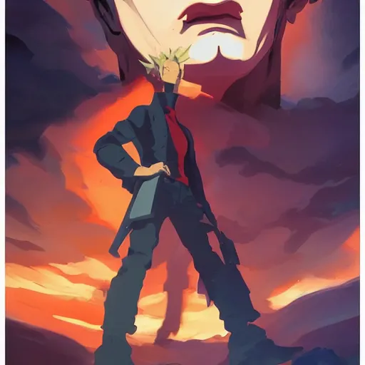 Image similar to face icon stylized minimalist trigun, loftis, cory behance hd by jesper ejsing, by rhads, makoto shinkai and lois van baarle, ilya kuvshinov, rossdraws global illumination