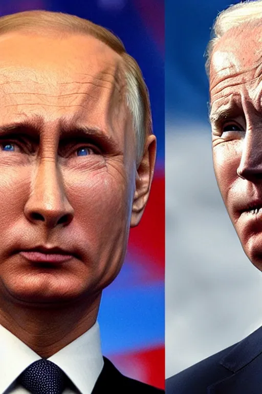 Prompt: Putin with half of his face is Biden, Highly detailed, face, 4k