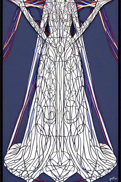 Prompt: digital art, centered full body of elven bride ,intricate, veins, by piet mondrian, de Stijl art, ultradetailed, charachter design, concept art, trending on artstation,