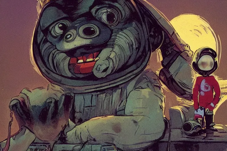 Prompt: alf and e. t. the extra terrestrial 3 0 s cartoon capers by ashley wood and maciej kuciara and john harris