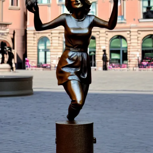 Image similar to a bronze sculpture of taylor swift on a plynth in the middle of the town square