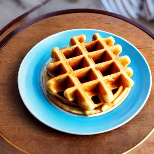 Image similar to a promo photo of a michelin star dish, deconstructed waffle, minimalist, colorful,