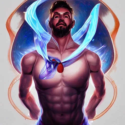 Prompt: a powerful psychic man emitting psychic powers, in the art style of by artgerm, detailed, highly detailed, aesthetic!, artstation, tumblr,