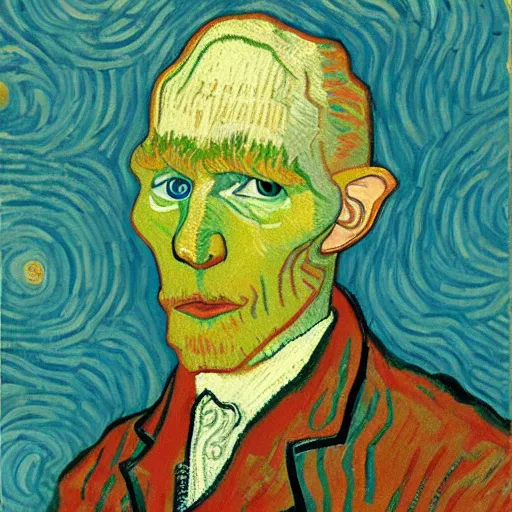 Image similar to handsome squidward portrait, van gogh art style