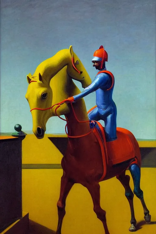 Prompt: man in horse costume, horse in costume astronaut, horse racing, astronaut helmet on horseback, hauntingly surreal, highly detailed painting by francis bacon, edward hopper, adrian ghenie, gerhard richter, and james jean soft light 4 k,